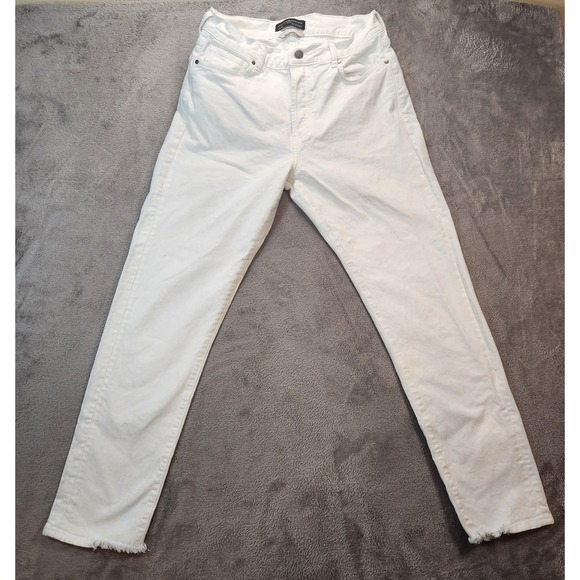 Peruvian Connection Denim - Peruvian Connection Jeans Womens 10 White Cimarron Raw Distressed Hem Button Fly